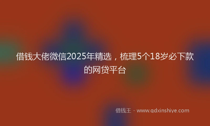 借钱大佬微信2025年精选，梳理5个18岁必下款的网贷平台