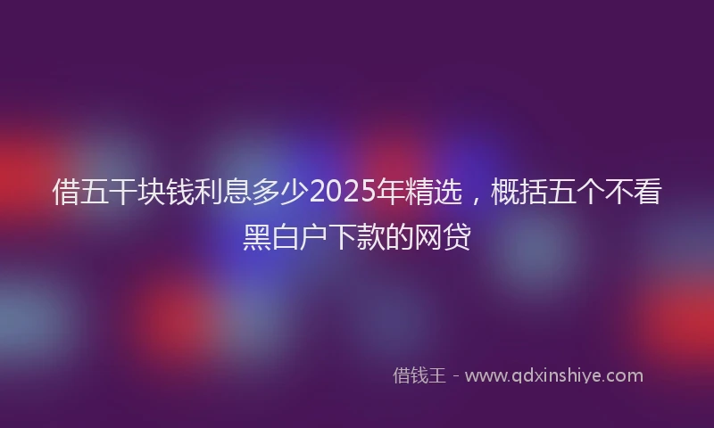 借五干块钱利息多少2025年精选，概括五个不看黑白户下款的网贷