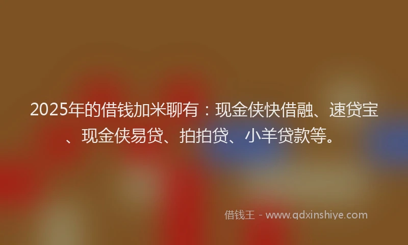 2025年的借钱加米聊有：现金侠快借融、速贷宝、现金侠易贷、拍拍贷、小羊贷款等。