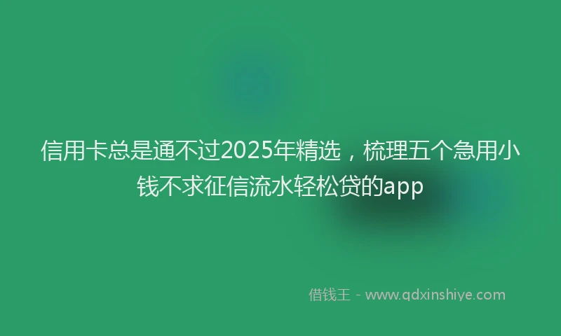信用卡总是通不过2025年精选，梳理五个急用小钱不求征信流水轻松贷的app