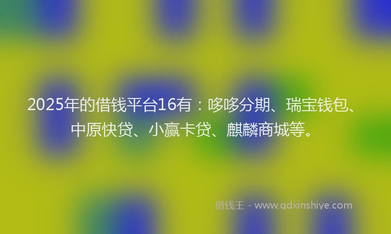 2025年的借钱平台16有：哆哆分期、瑞宝钱包、中原快贷、小赢卡贷、麒麟商城等。