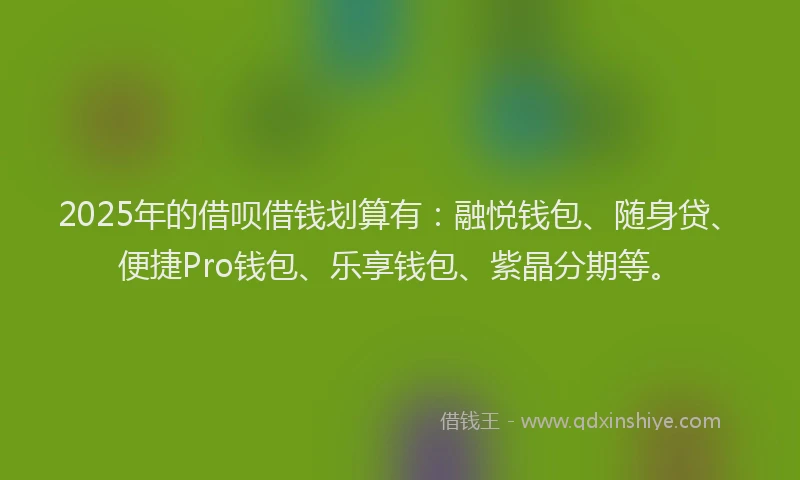 2025年的借呗借钱划算有：融悦钱包、随身贷、便捷Pro钱包、乐享钱包、紫晶分期等。