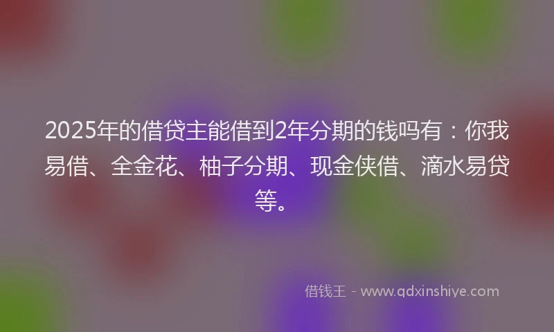 2025年的借贷主能借到2年分期的钱吗有：你我易借、全金花、柚子分期、现金侠借、滴水易贷等。