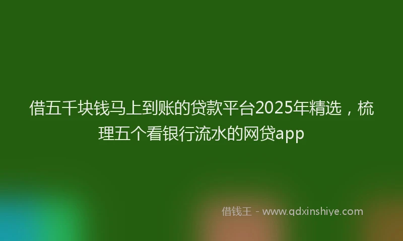 借五千块钱马上到账的贷款平台2025年精选，梳理五个看银行流水的网贷app