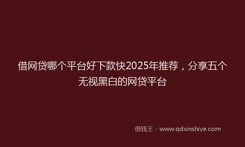 借网贷哪个平台好下款快2025年推荐，分享五个无视黑白的网贷平台