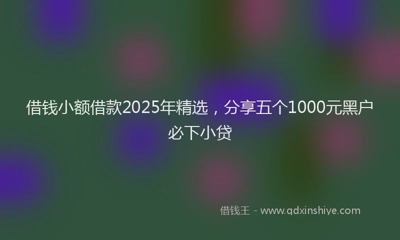 借钱小额借款2025年精选，分享五个1000元黑户必下小贷
