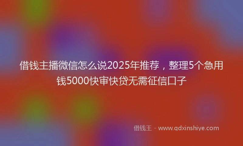 借钱主播微信怎么说2025年推荐，整理5个急用钱5000快审快贷无需征信口子