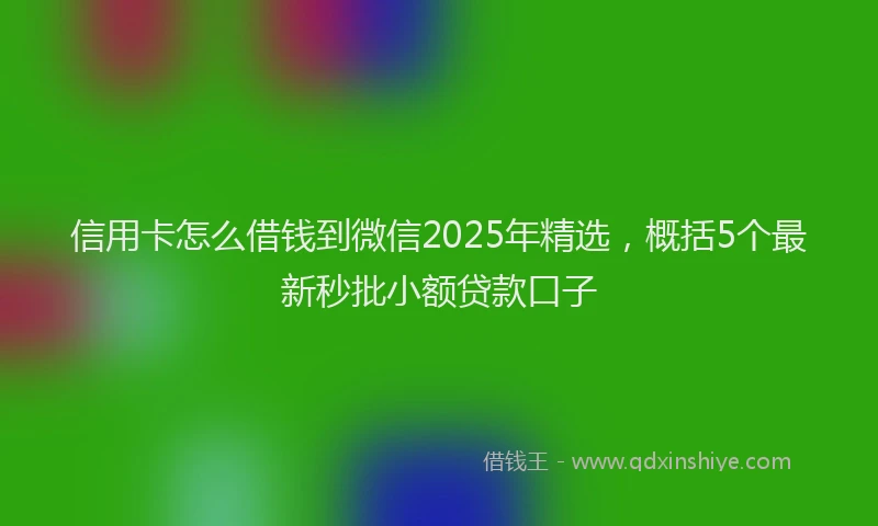 信用卡怎么借钱到微信2025年精选，概括5个最新秒批小额贷款口子