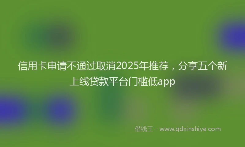 信用卡申请不通过取消2025年推荐，分享五个新上线贷款平台门槛低app