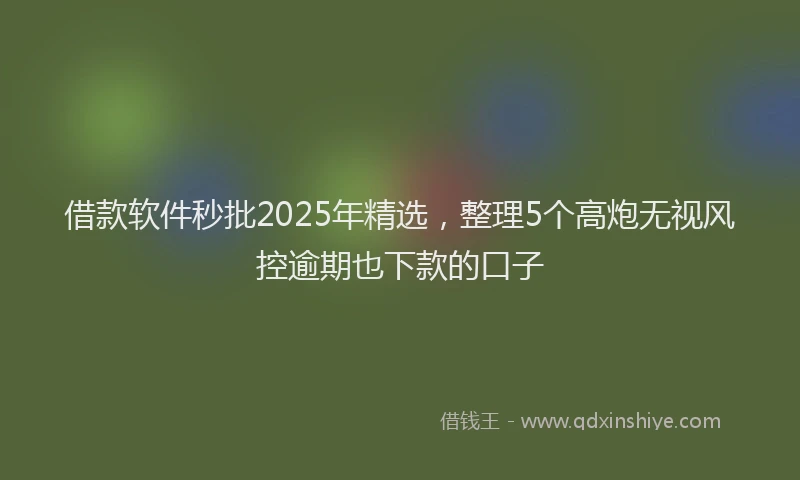 借款软件秒批2025年精选，整理5个高炮无视风控逾期也下款的口子