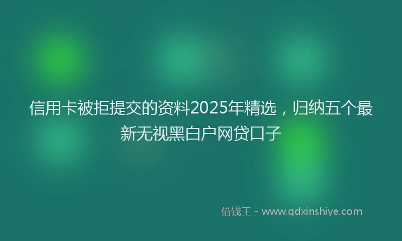 信用卡被拒提交的资料2025年精选,归纳五个最新无视黑白户网贷口子