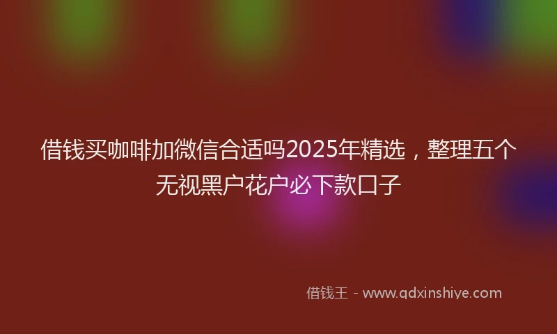 借钱买咖啡加微信合适吗2025年精选,整理五个无视黑户花户必下款口子