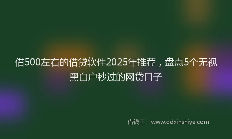 借500左右的借贷软件2025年推荐，盘点5个无视黑白户秒过的网贷口子