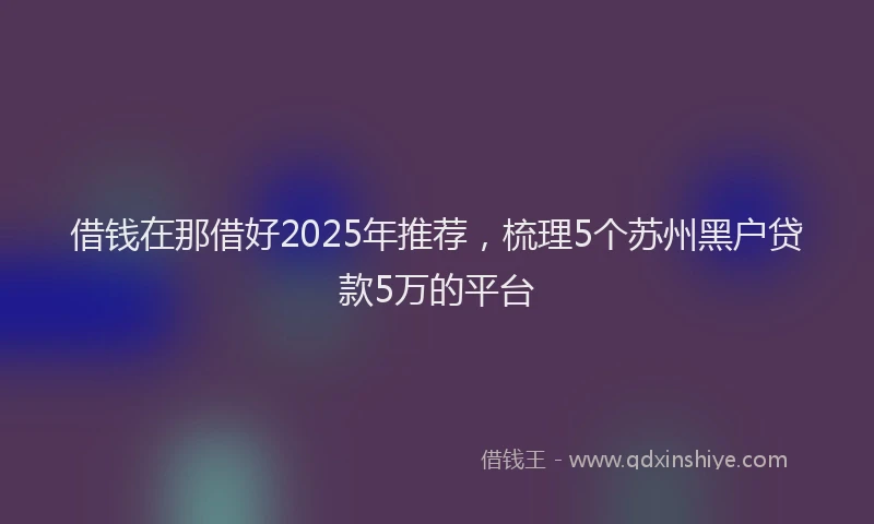 借钱在那借好2025年推荐，梳理5个苏州黑户贷款5万的平台