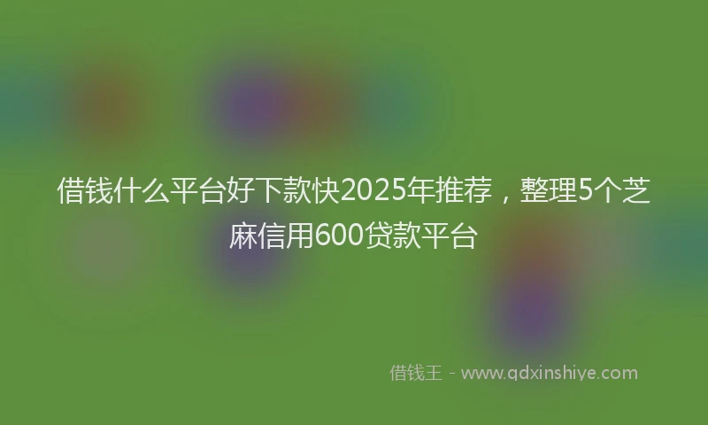 借钱什么平台好下款快2025年推荐，整理5个芝麻信用600贷款平台