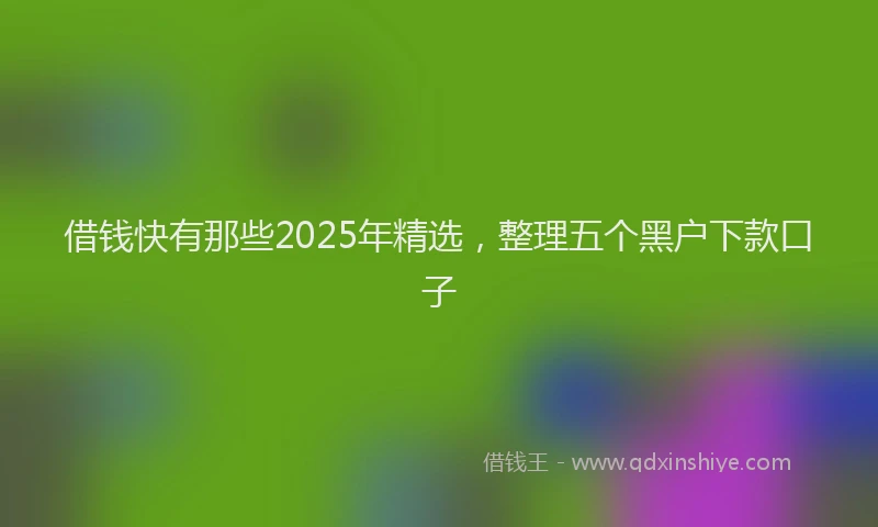 借钱快有那些2025年精选，整理五个黑户下款口子