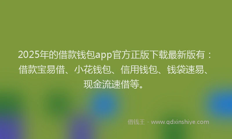 2025年的借款钱包app官方正版下载最新版有：借款宝易借、小花钱包、信用钱包、钱袋速易、现金流速借等。