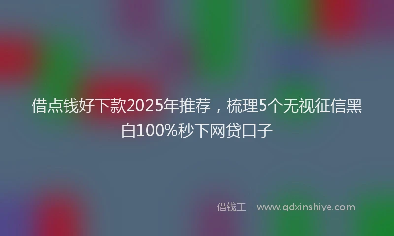 借点钱好下款2025年推荐，梳理5个无视征信黑白100%秒下网贷口子