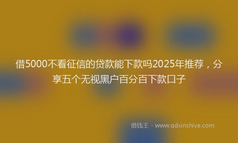 借5000不看征信的贷款能下款吗2025年推荐，分享五个无视黑户百分百下款口子