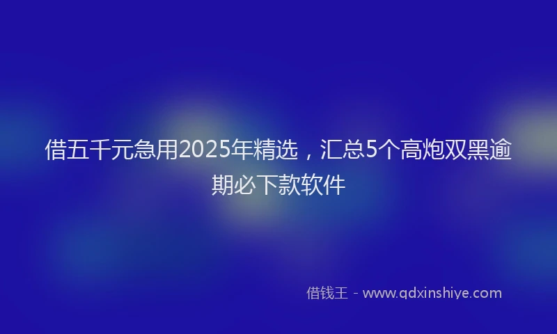 借五千元急用2025年精选，汇总5个高炮双黑逾期必下款软件