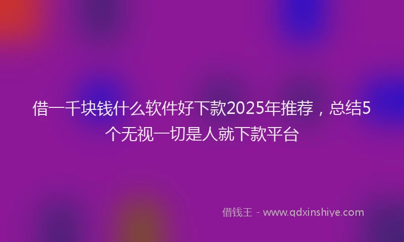 借一千块钱什么软件好下款2025年推荐，总结5个无视一切是人就下款平台