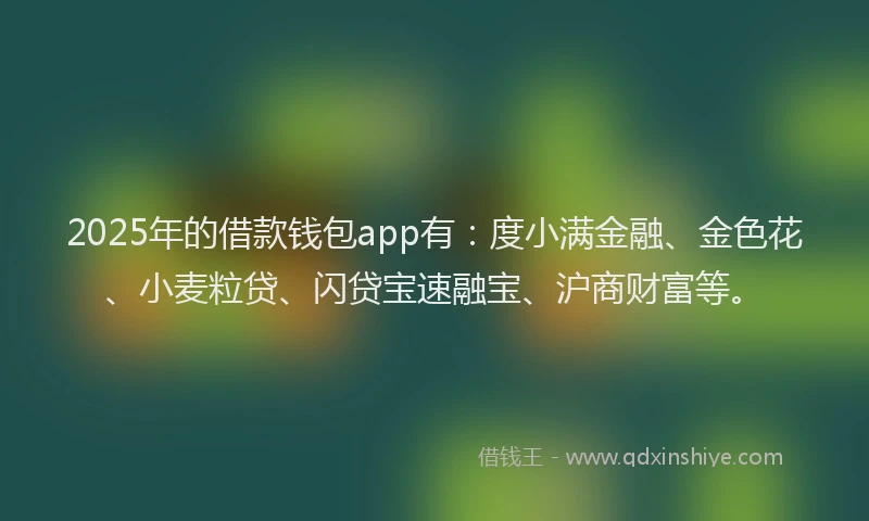 2025年的借款钱包app有：度小满金融、金色花、小麦粒贷、闪贷宝速融宝、沪商财富等。