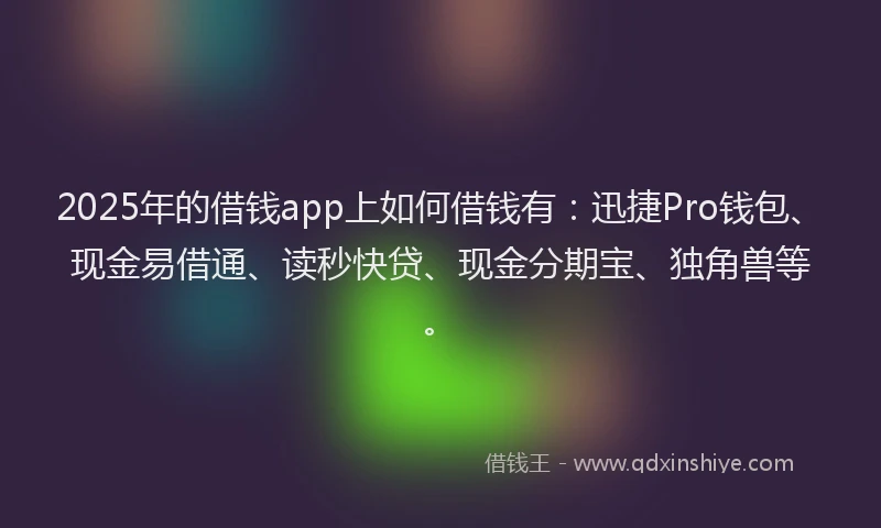 2025年的借钱app上如何借钱有：迅捷Pro钱包、现金易借通、读秒快贷、现金分期宝、独角兽等。