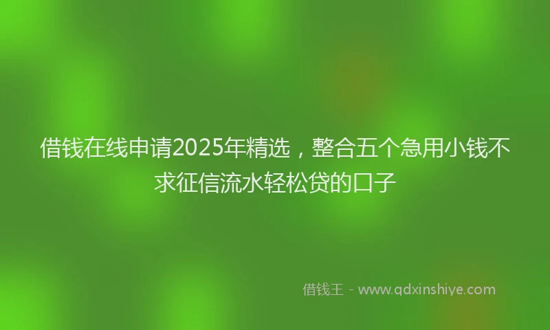 借钱在线申请2025年精选，整合五个急用小钱不求征信流水轻松贷的口子