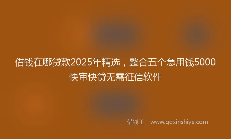 借钱在哪贷款2025年精选，整合五个急用钱5000快审快贷无需征信软件
