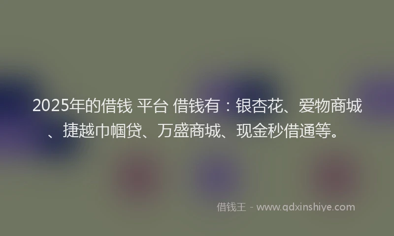 2025年的借钱 平台 借钱有：银杏花、爱物商城、捷越巾帼贷、万盛商城、现金秒借通等。