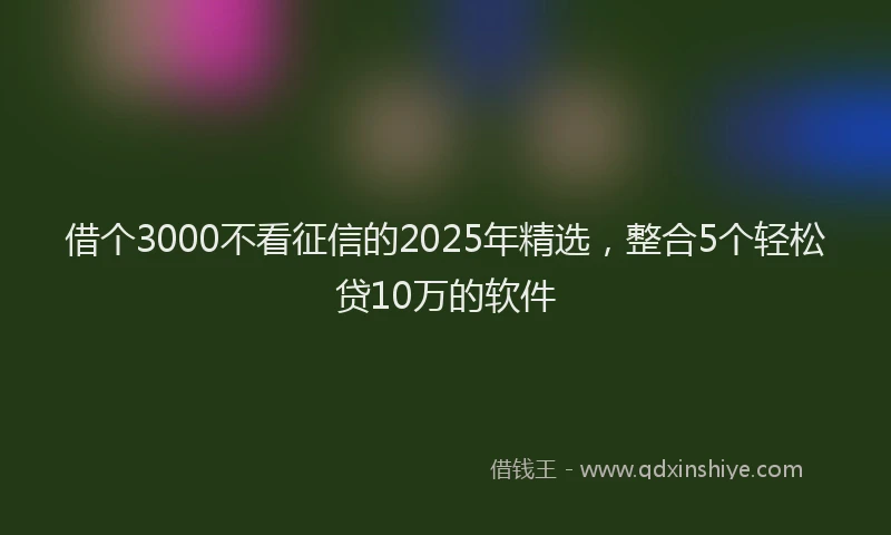 借个3000不看征信的2025年精选，整合5个轻松贷10万的软件