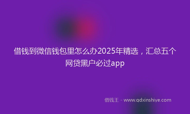 借钱到微信钱包里怎么办2025年精选，汇总五个网贷黑户必过app