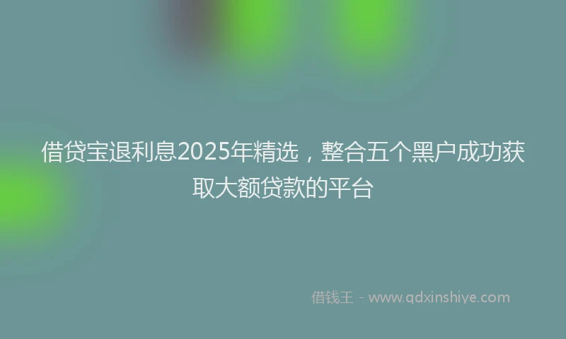 借贷宝退利息2025年精选，整合五个黑户成功获取大额贷款的平台