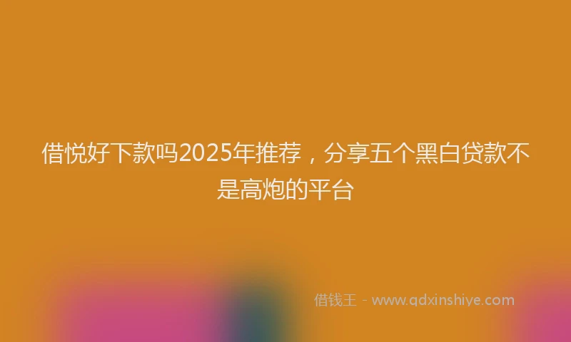 借悦好下款吗2025年推荐，分享五个黑白贷款不是高炮的平台