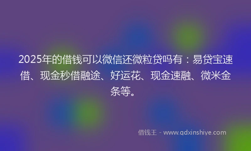 2025年的借钱可以微信还微粒贷吗有：易贷宝速借、现金秒借融途、好运花、现金速融、微米金条等。