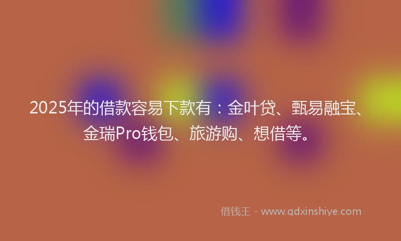 2025年的借款容易下款有：金叶贷、甄易融宝、金瑞Pro钱包、旅游购、想借等。