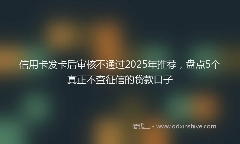 信用卡发卡后审核不通过2025年推荐，盘点5个真正不查征信的贷款口子