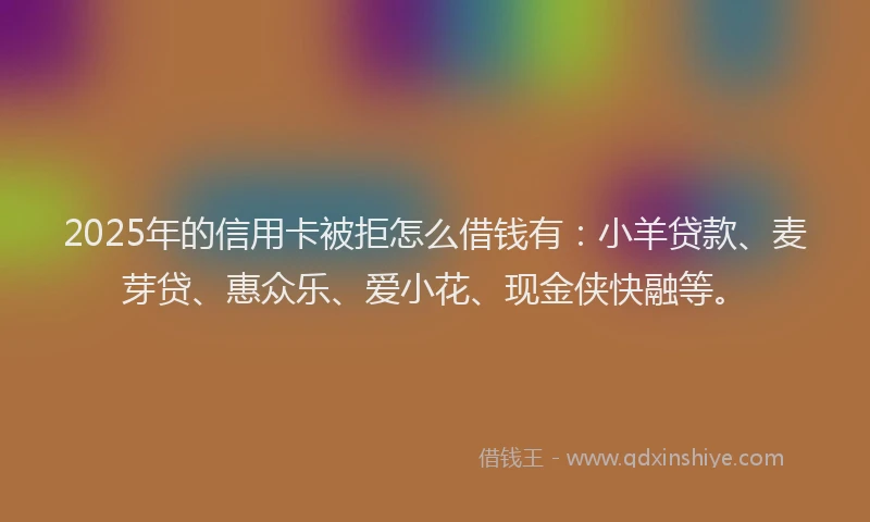 2025年的信用卡被拒怎么借钱有：小羊贷款、麦芽贷、惠众乐、爱小花、现金侠快融等。