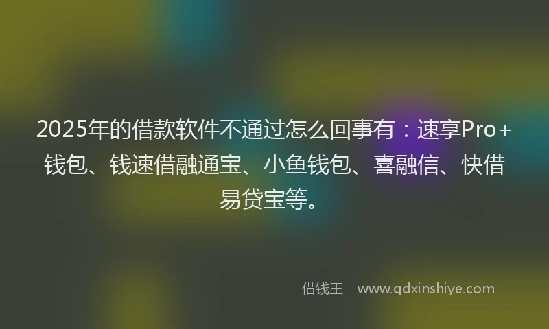 2025年的借款软件不通过怎么回事有：速享Pro+钱包、钱速借融通宝、小鱼钱包、喜融信、快借易贷宝等。