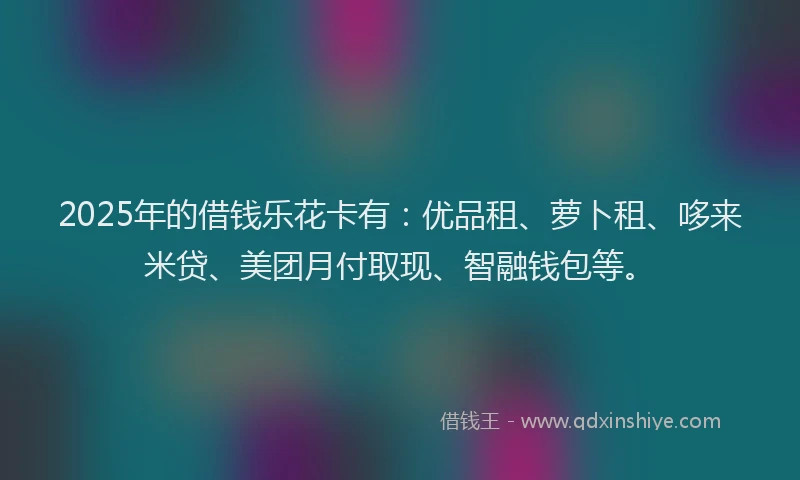 2025年的借钱乐花卡有：优品租、萝卜租、哆来米贷、美团月付取现、智融钱包等。