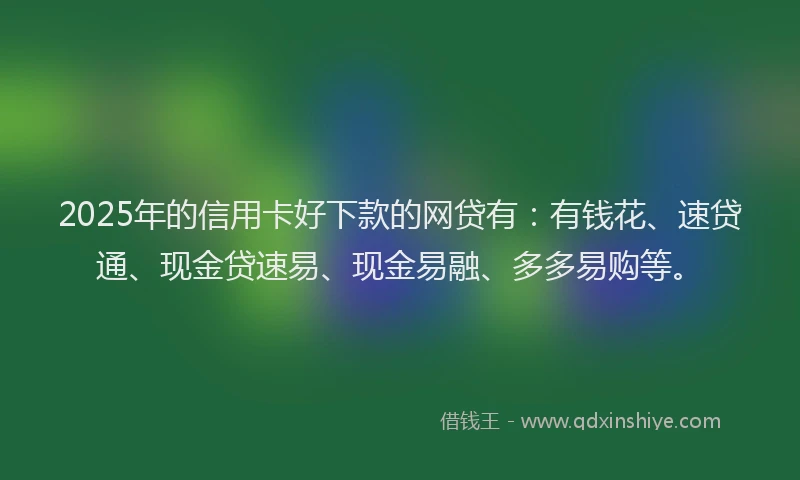 2025年的信用卡好下款的网贷有：有钱花、速贷通、现金贷速易、现金易融、多多易购等。