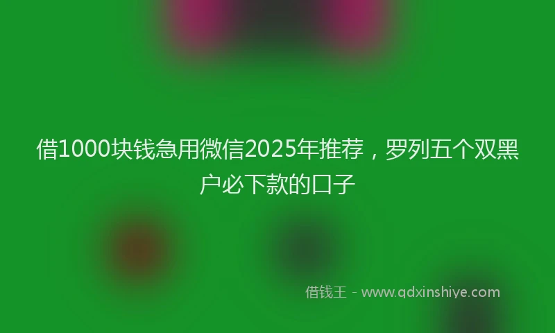 借1000块钱急用微信2025年推荐，罗列五个双黑户必下款的口子