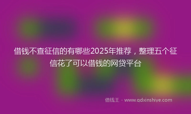 借钱不查征信的有哪些2025年推荐，整理五个征信花了可以借钱的网贷平台