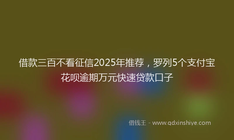 借款三百不看征信2025年推荐,罗列5个支付宝花呗逾期万元快速贷款口子