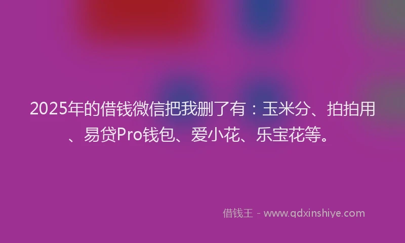 2025年的借钱微信把我删了有:玉米分、拍拍用、易贷Pro钱包、爱小花、乐宝花等。