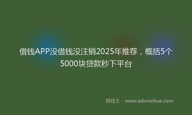 借钱APP没借钱没注销2025年推荐，概括5个5000块贷款秒下平台