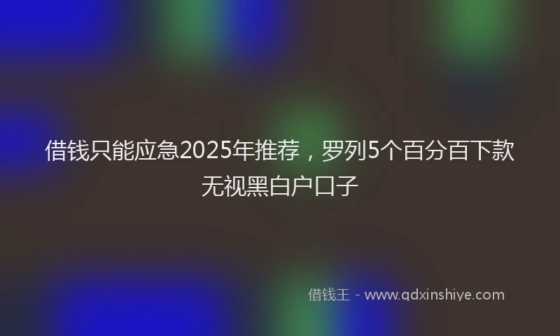 借钱只能应急2025年推荐，罗列5个百分百下款无视黑白户口子