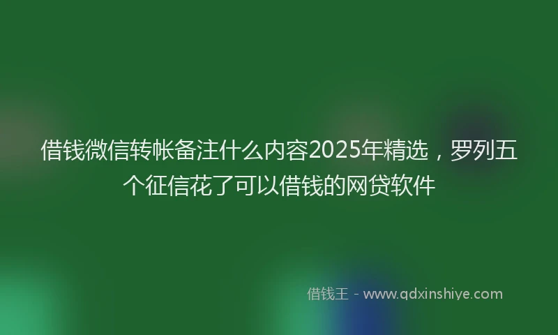 借钱微信转帐备注什么内容2025年精选，罗列五个征信花了可以借钱的网贷软件