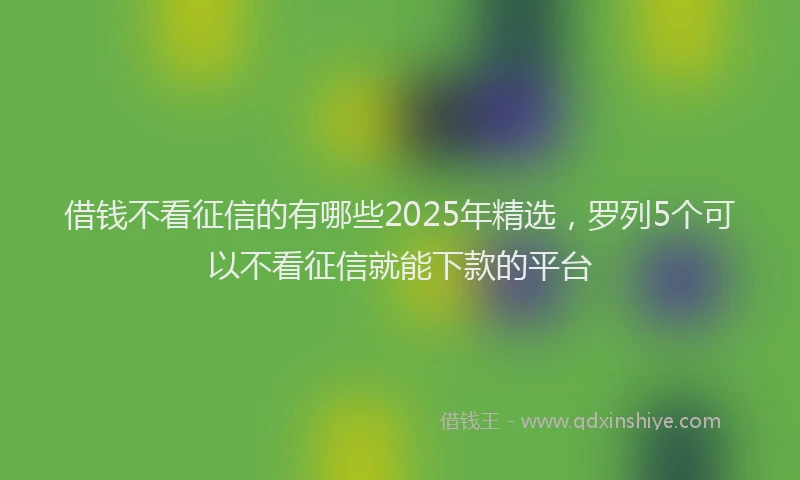 借钱不看征信的有哪些2025年精选，罗列5个可以不看征信就能下款的平台