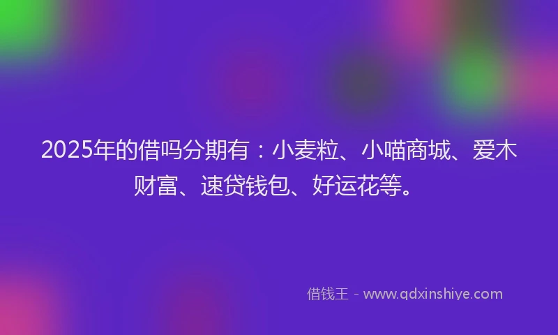 2025年的借吗分期有：小麦粒、小喵商城、爱木财富、速贷钱包、好运花等。